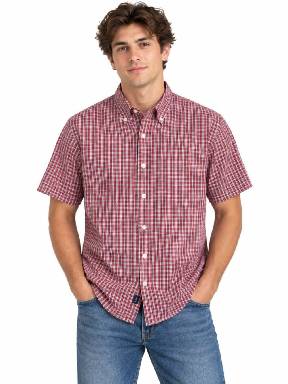 Vintage 90s Y2K Abercrombie & Fitch Plaid Shirt Mens M Muscle Fit Short Sleeve